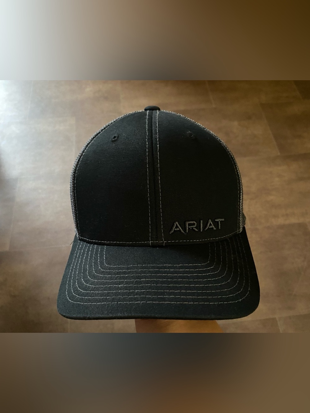 Ariat Black Cap with Gray Contrast Stitching
